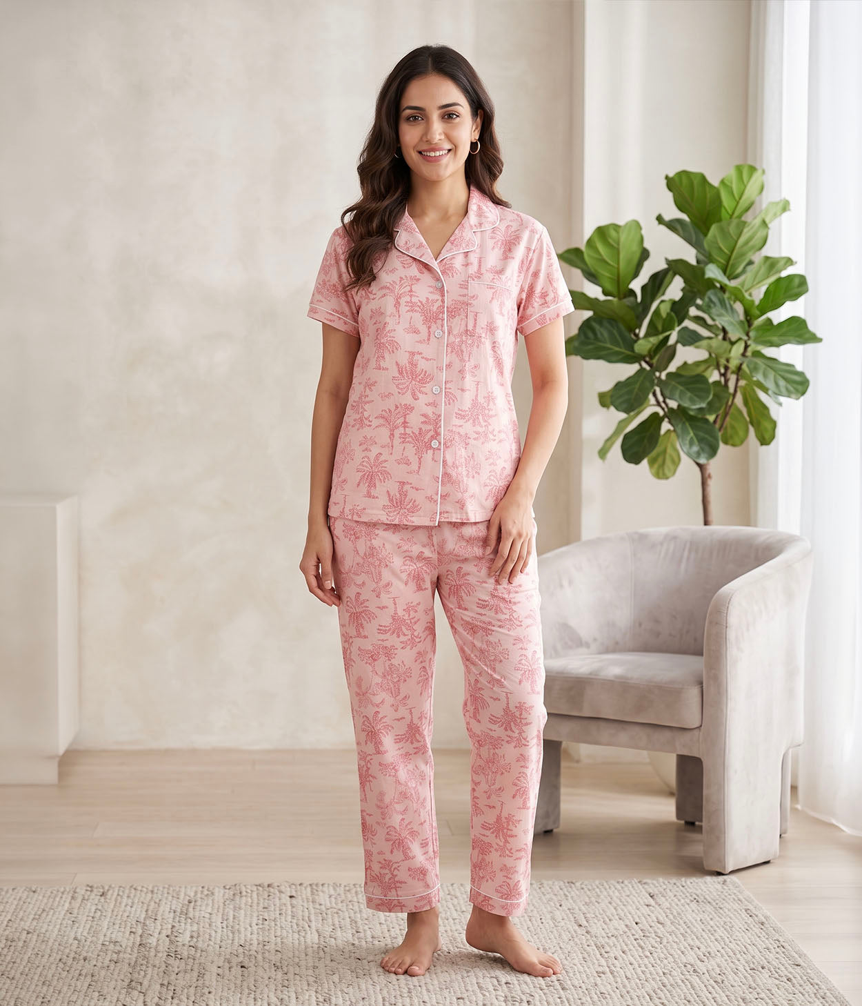 Coral Palm Women's Cotton Nightset
