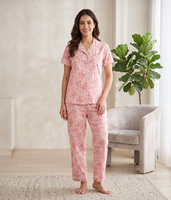 Coral Palm Women's Cotton Nightset