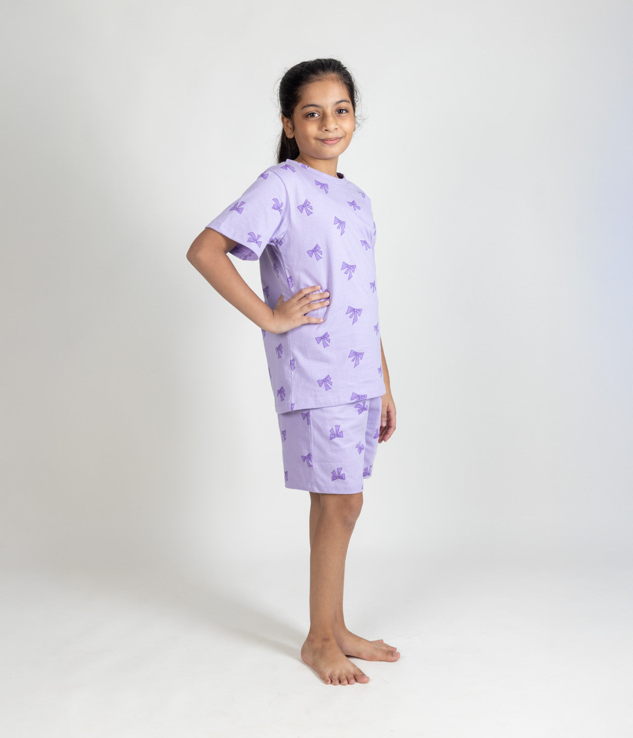Lilac Bows Kids Shorts Set