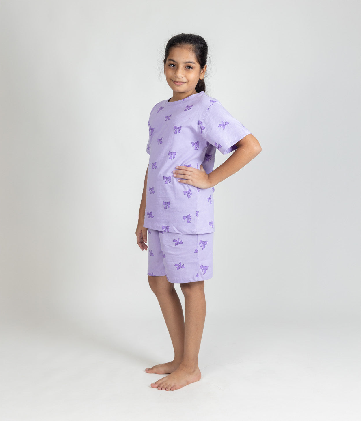 Lilac Bows Kids Shorts Set