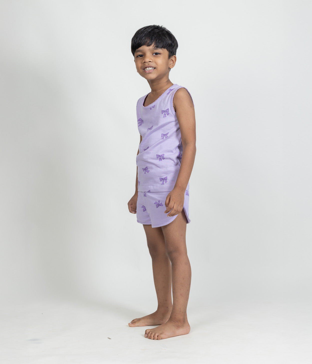 Lilac Bows Kids Sleeveless Set