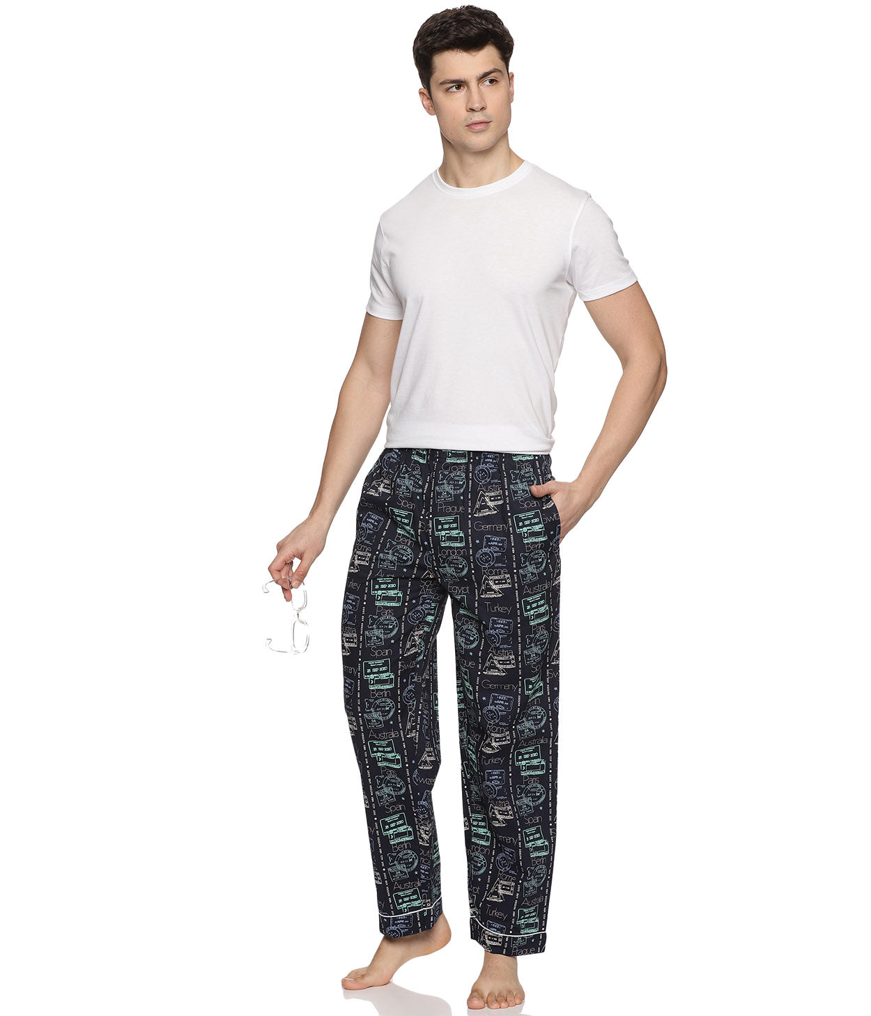 Wanderlove Navy Printed Mens Pyjama