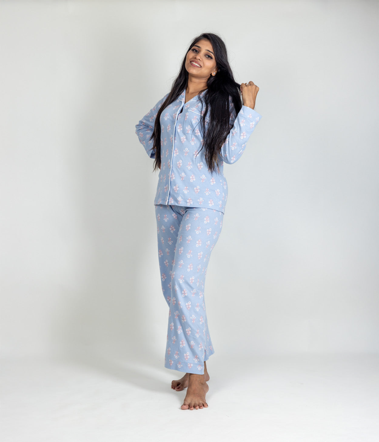 Blossoms Blue Women's Nightset