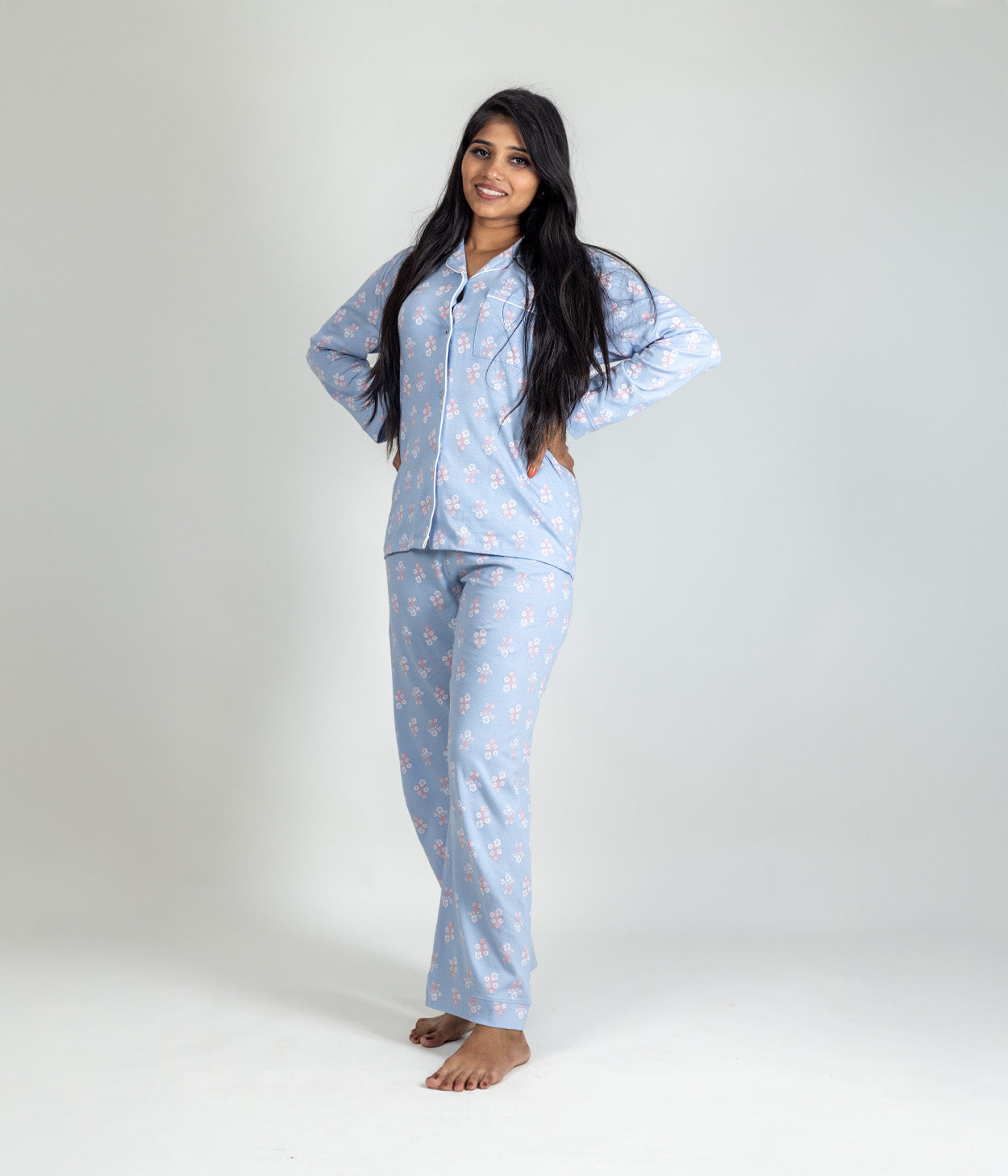 Blossoms Blue Women's Nightset