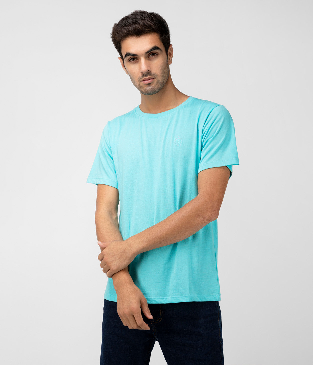 Aqua Solid Mens T-Shirt