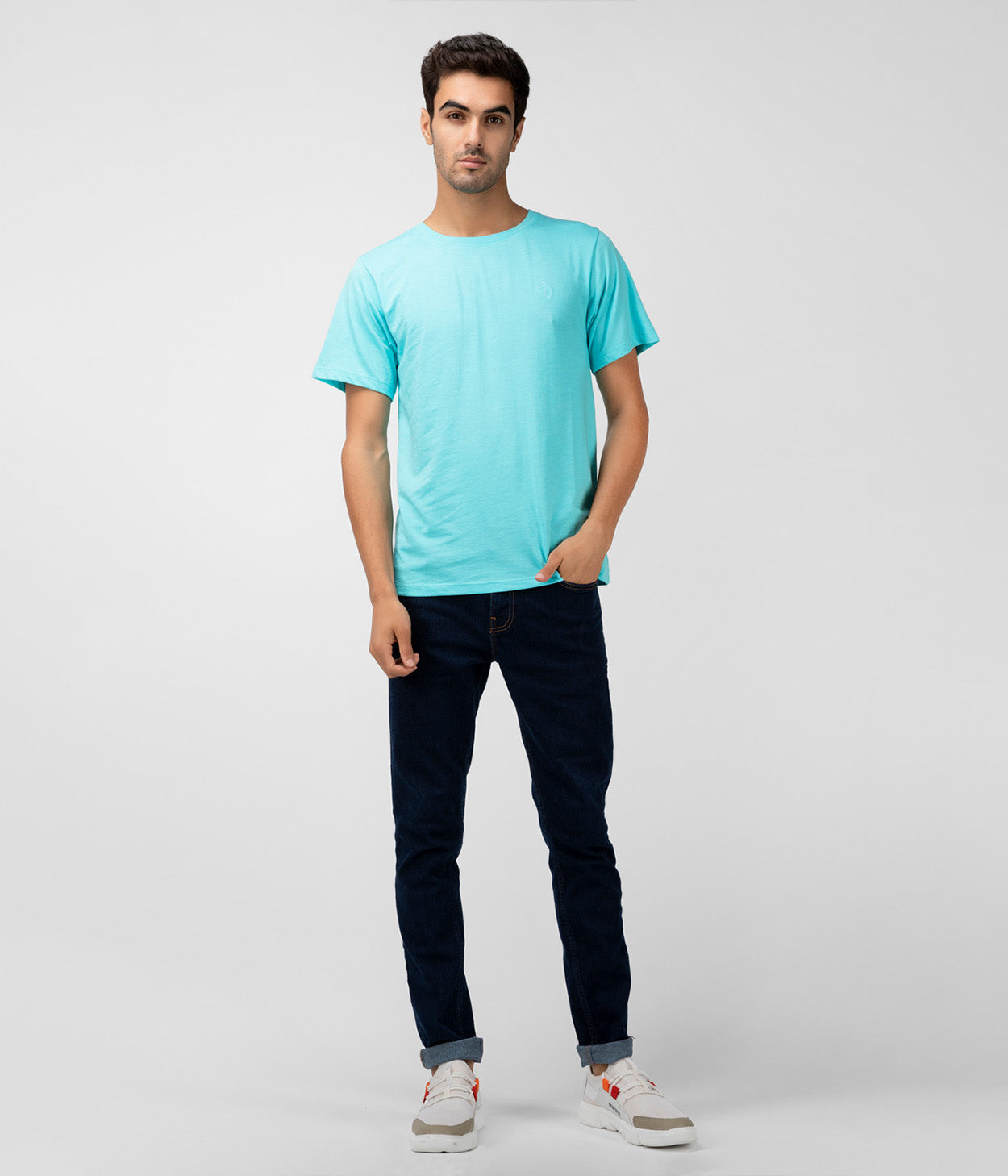 Aqua Solid Mens T-Shirt