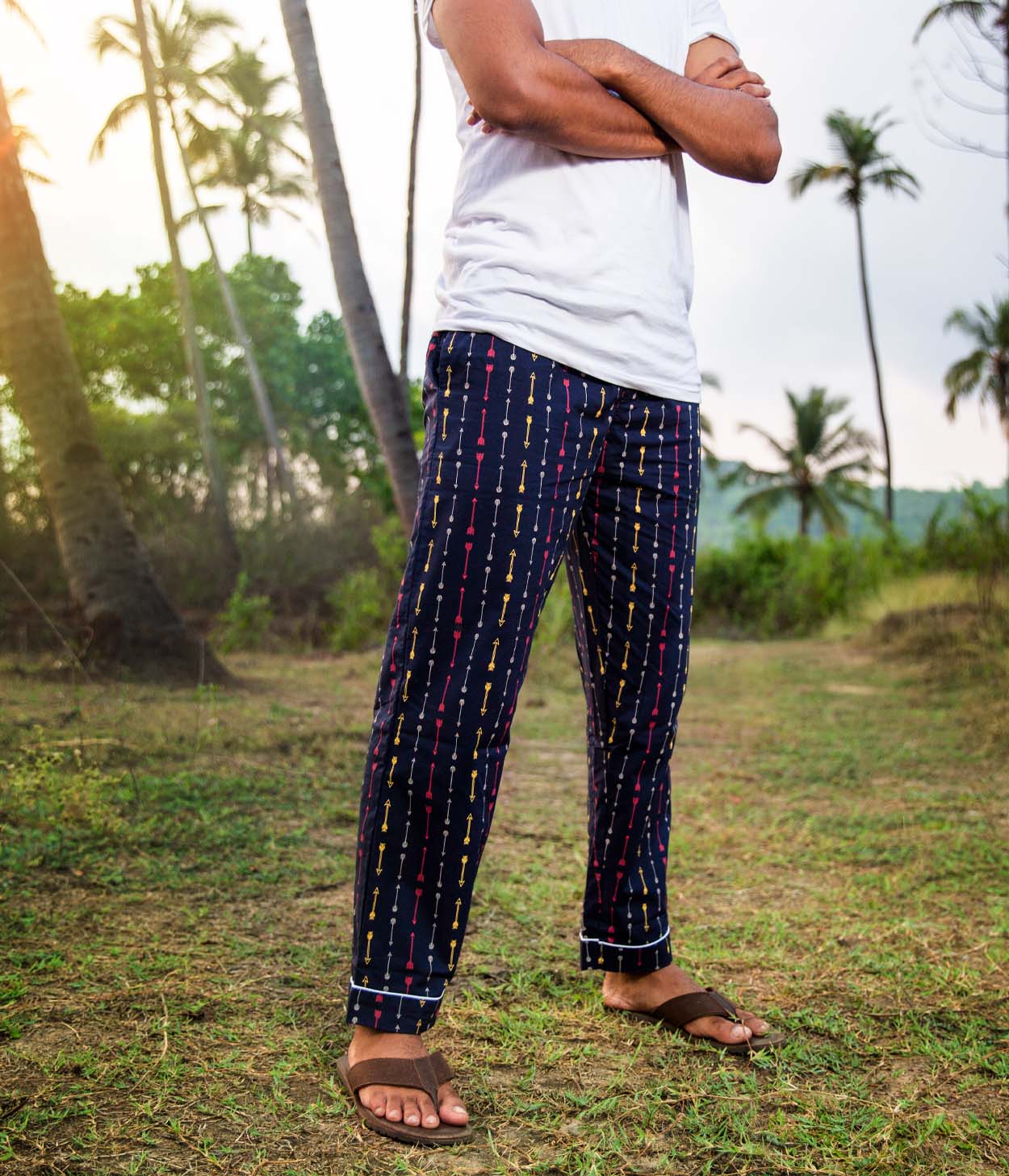 Arrows Navy Printed Mens Pyjama