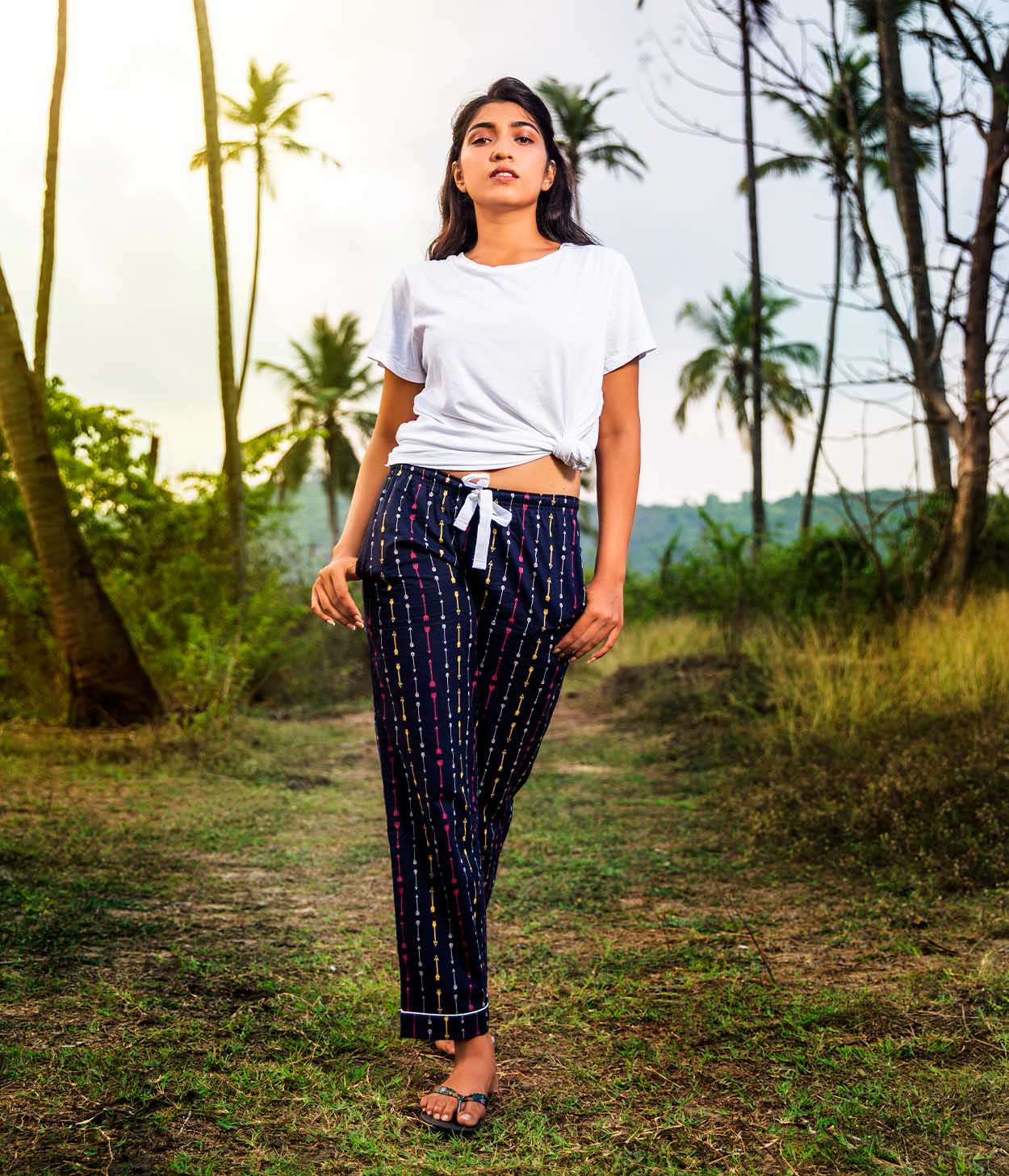 Arrows Navy Printed Womens Pyjama