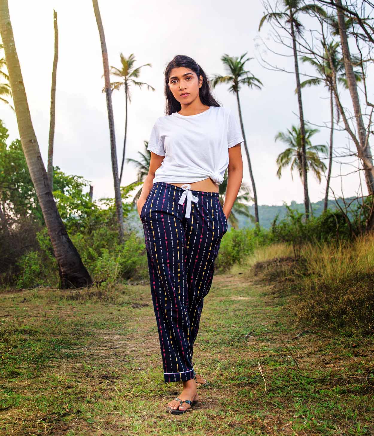Arrows Navy Printed Womens Pyjama