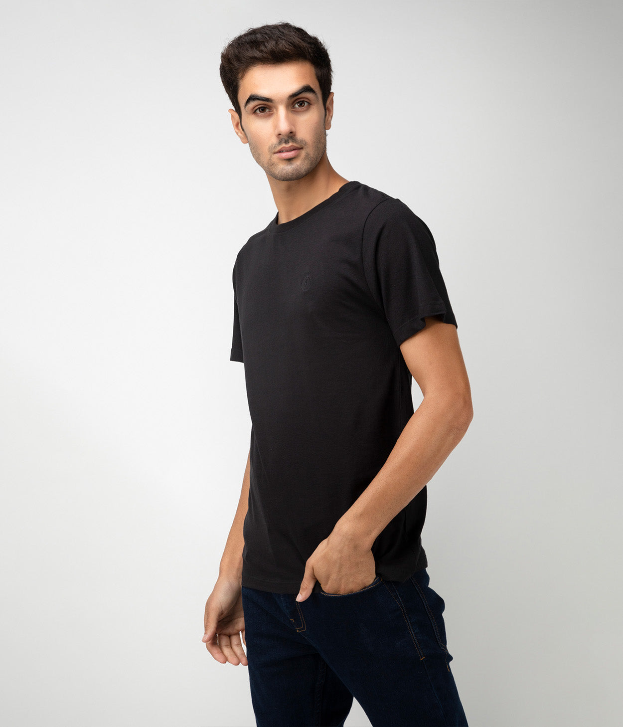 Black Solid Mens T-Shirt