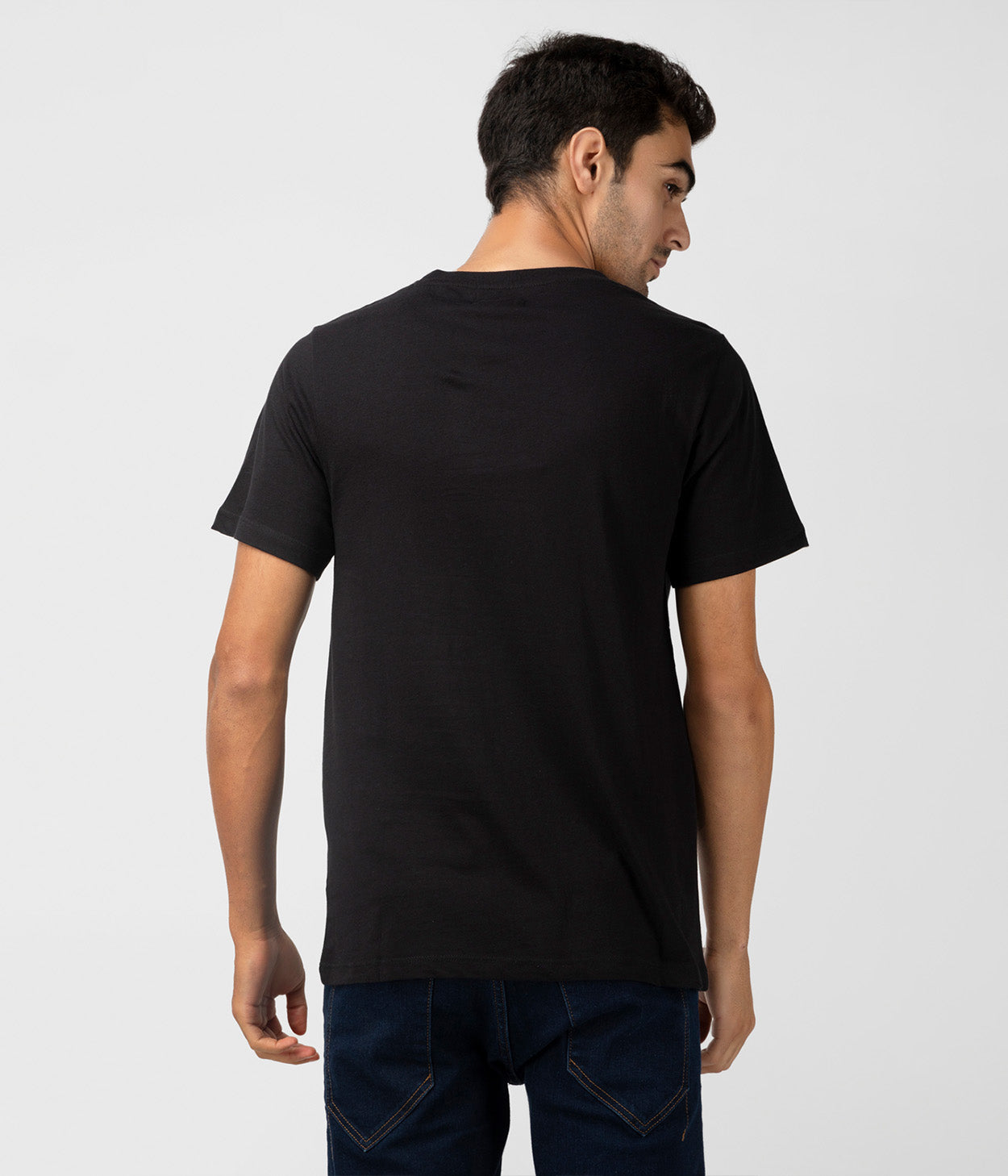 Black Solid Mens T-Shirt