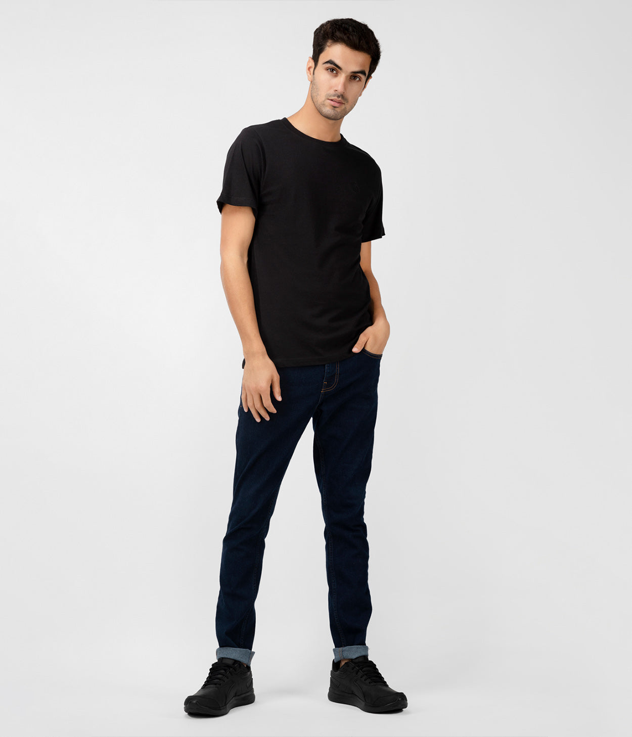 Black Solid Mens T-Shirt