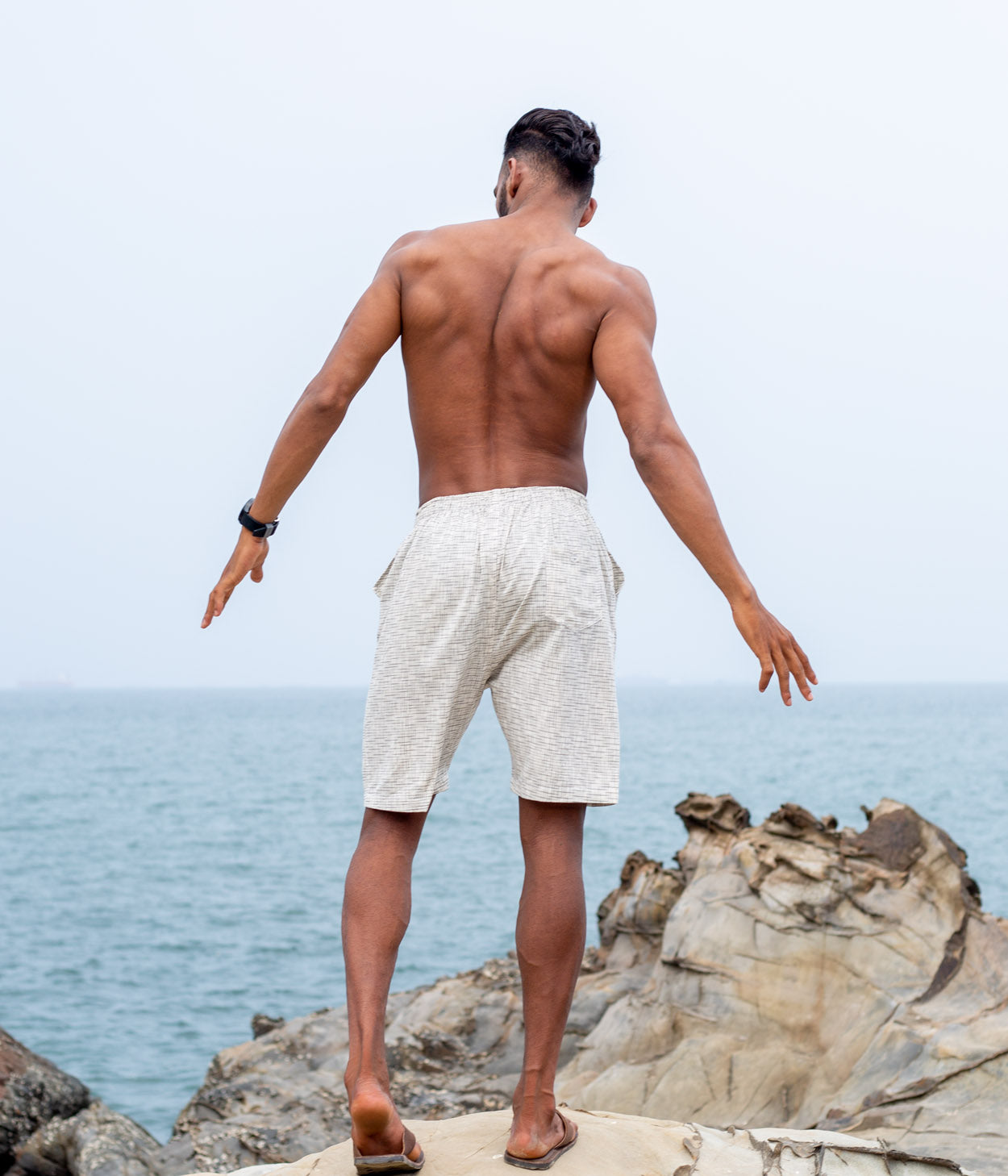 Cream Checks Ikat Mens Shorts