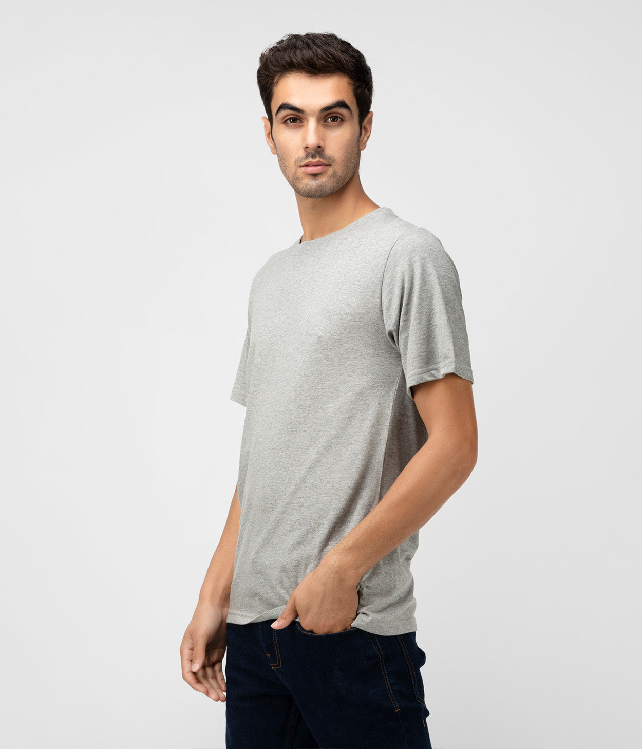 Grey Solid Mens T-Shirt