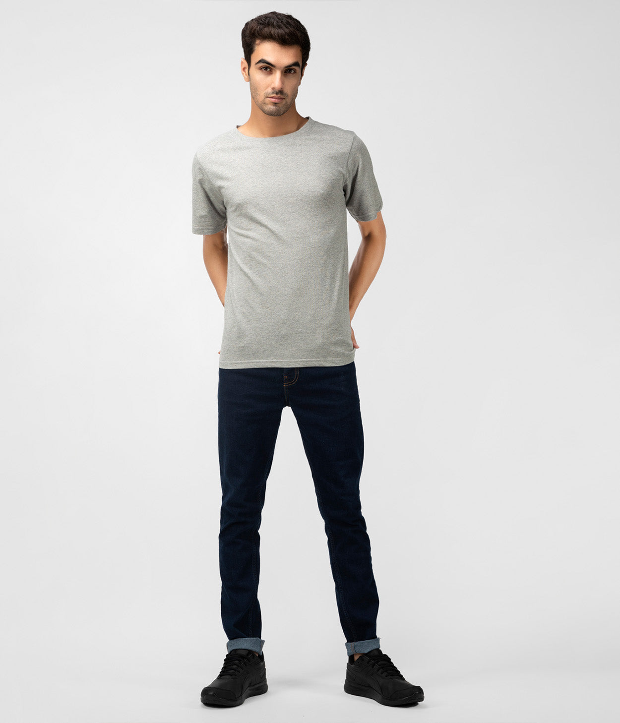 Grey Solid Mens T-Shirt