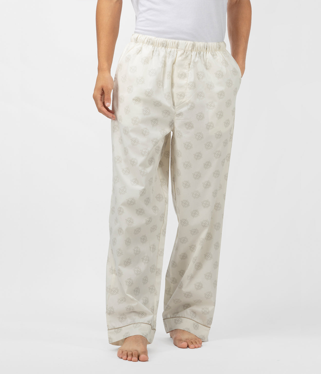 Compass Cream Printed Mens Pyjama