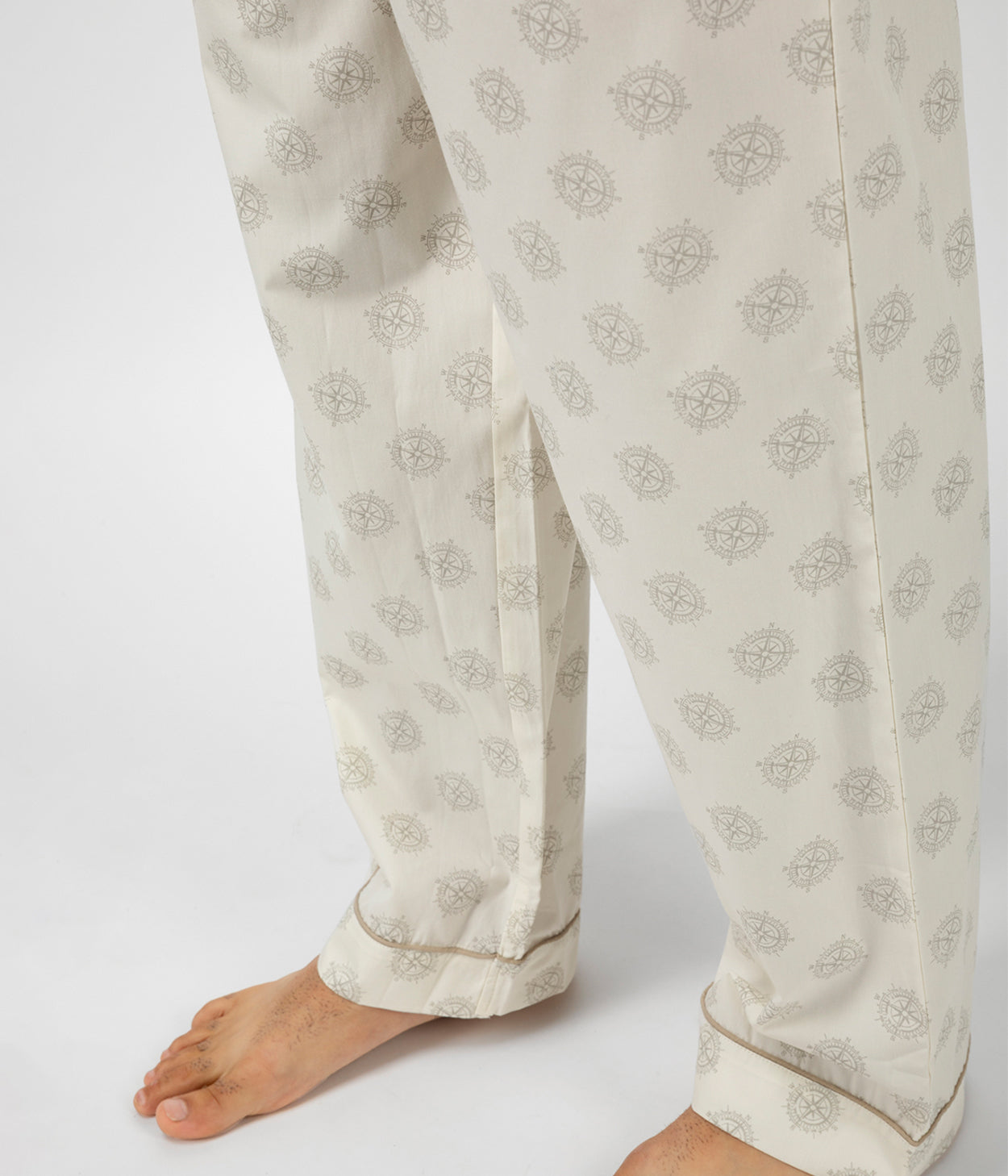 Compass Cream Printed Mens Pyjama
