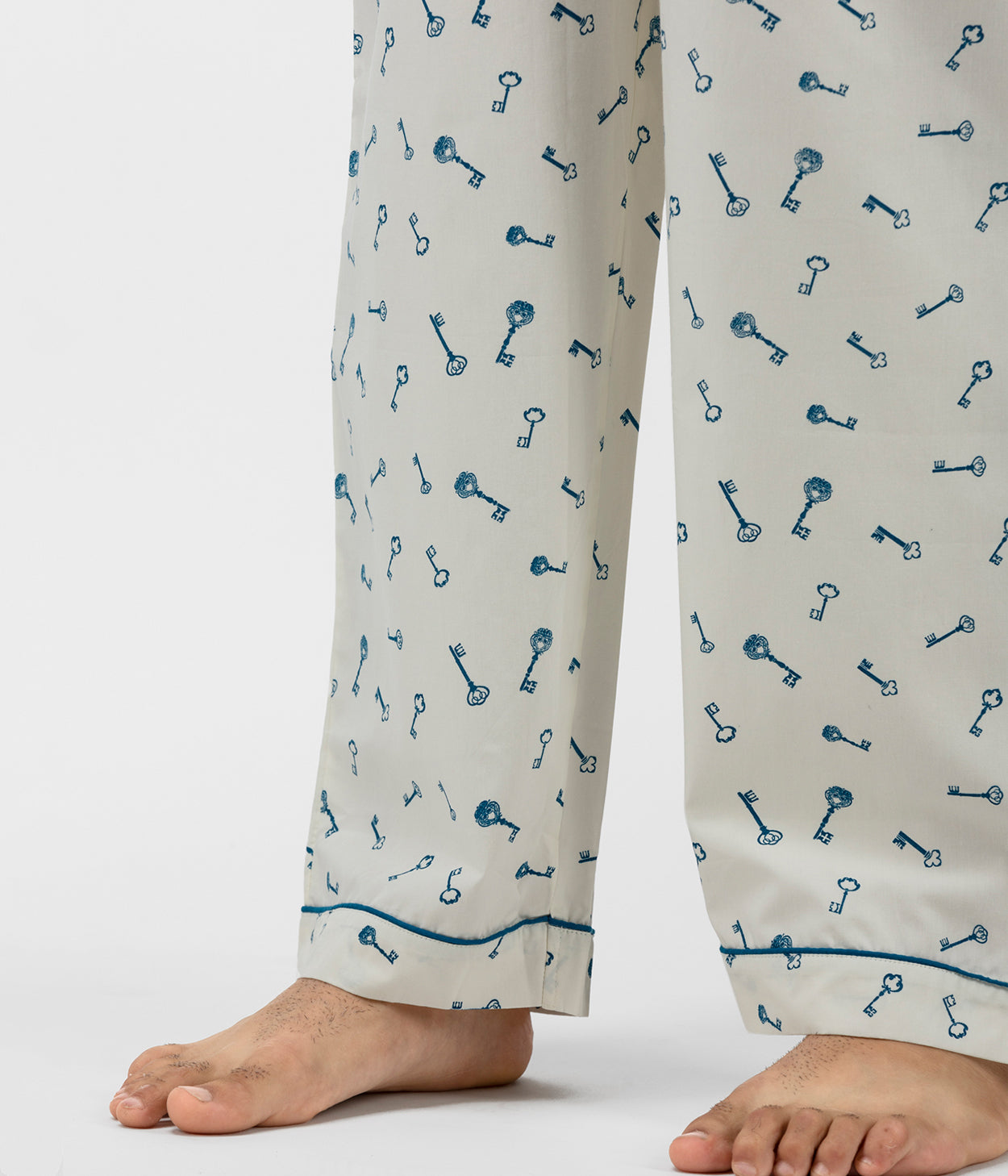 Keys Cream Printed Mens Pyjama