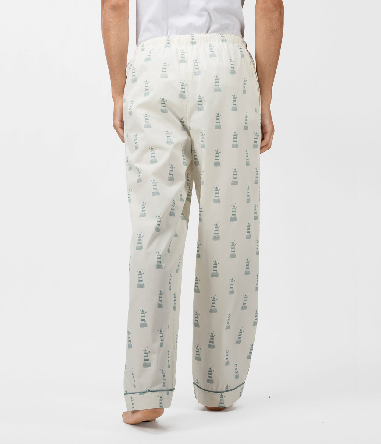 Lighthouse Cream Printed Mens Pyjama