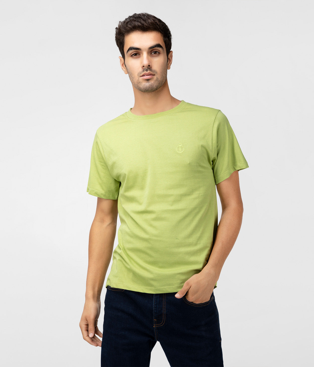 Lime Green Solid Mens T-Shirt