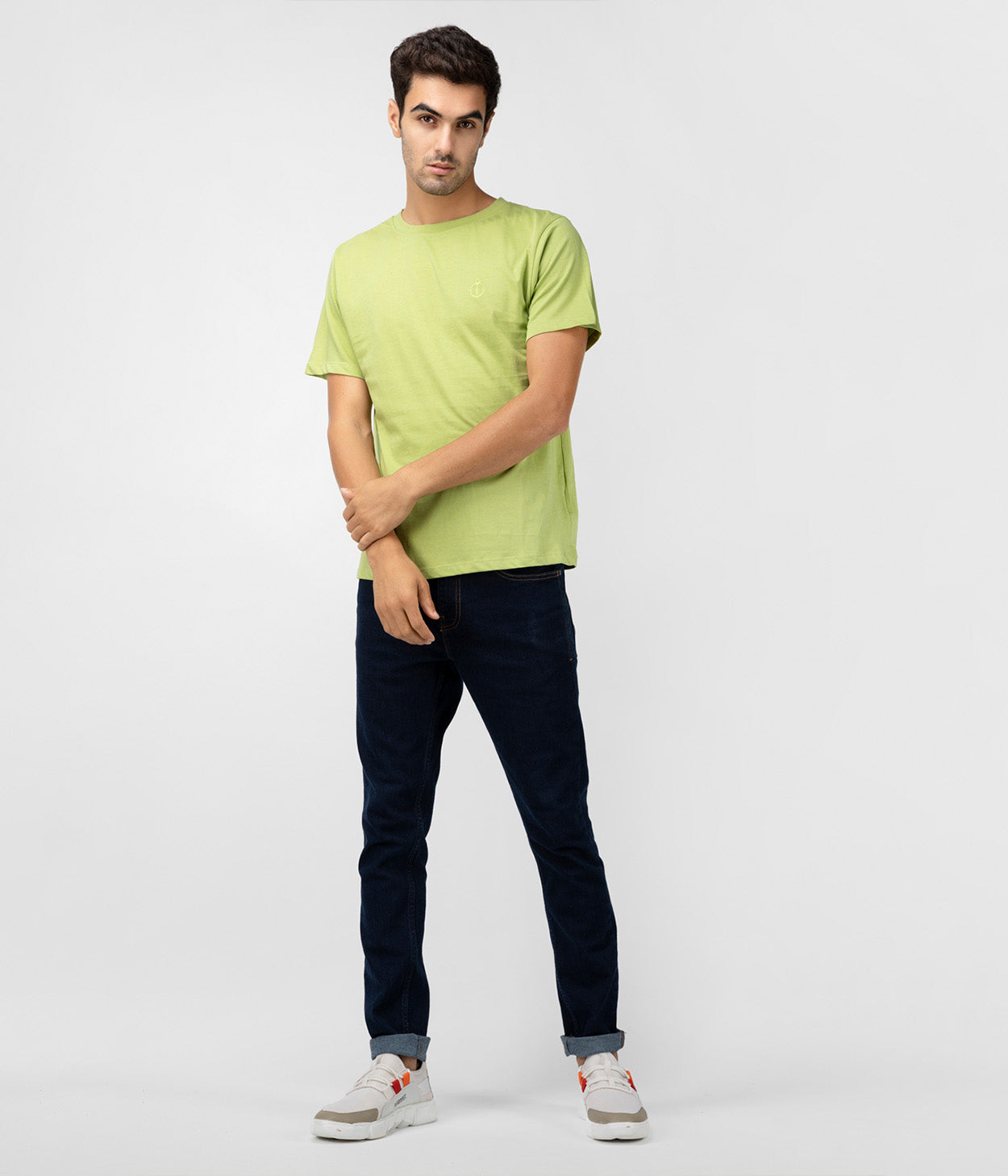 Lime Green Solid Mens T-Shirt