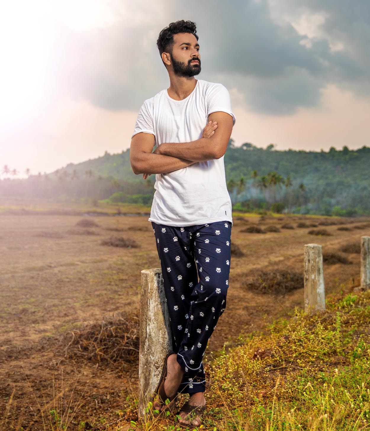 Paws Navy Printed Mens Pyjama