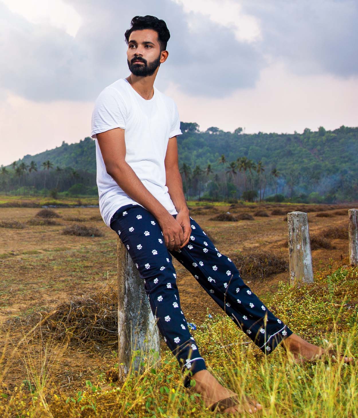 Paws Navy Printed Mens Pyjama