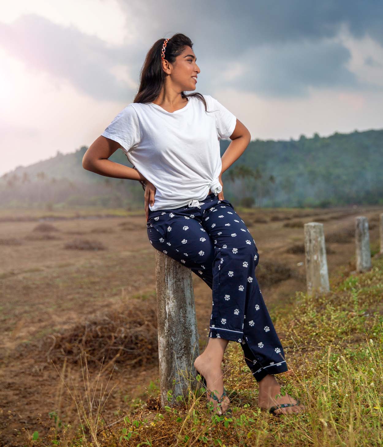 Paws Navy Printed Womens Pyjama - Main Image