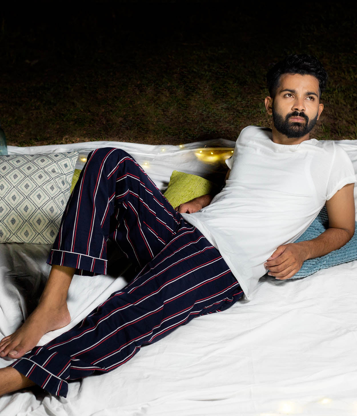 Pinstripes Navy Striped Mens Pyjama