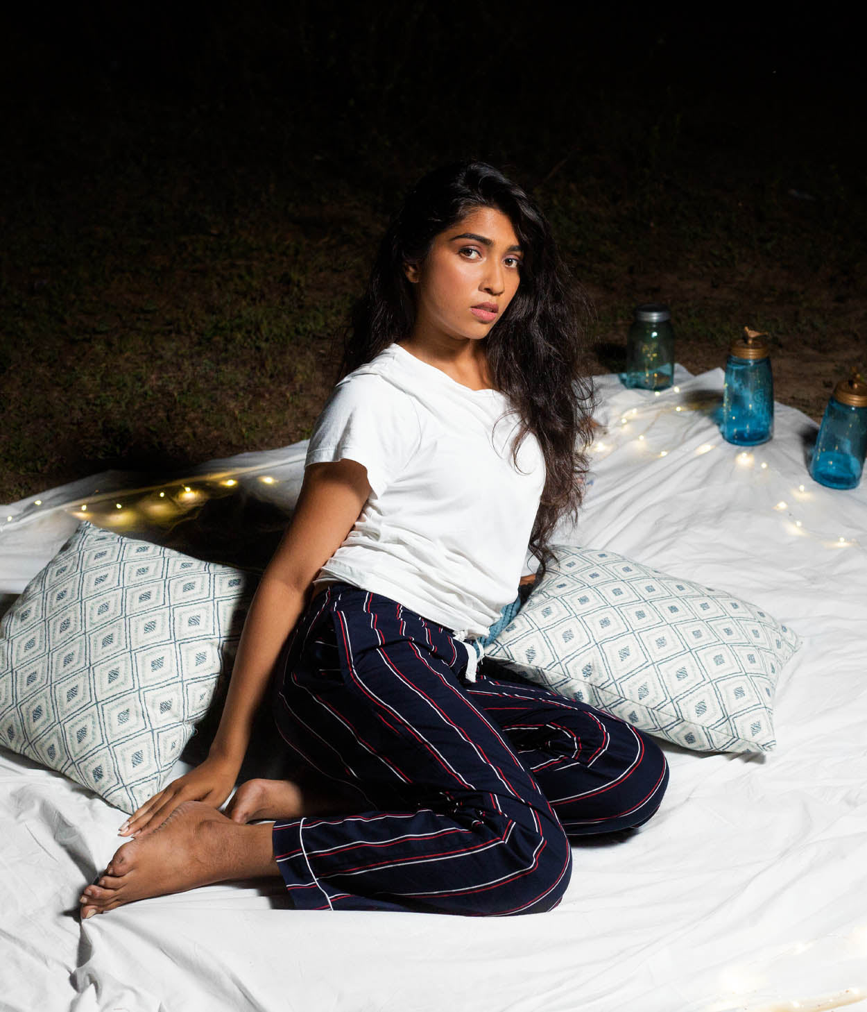 Pinstripes Navy Striped Womens Pyjama