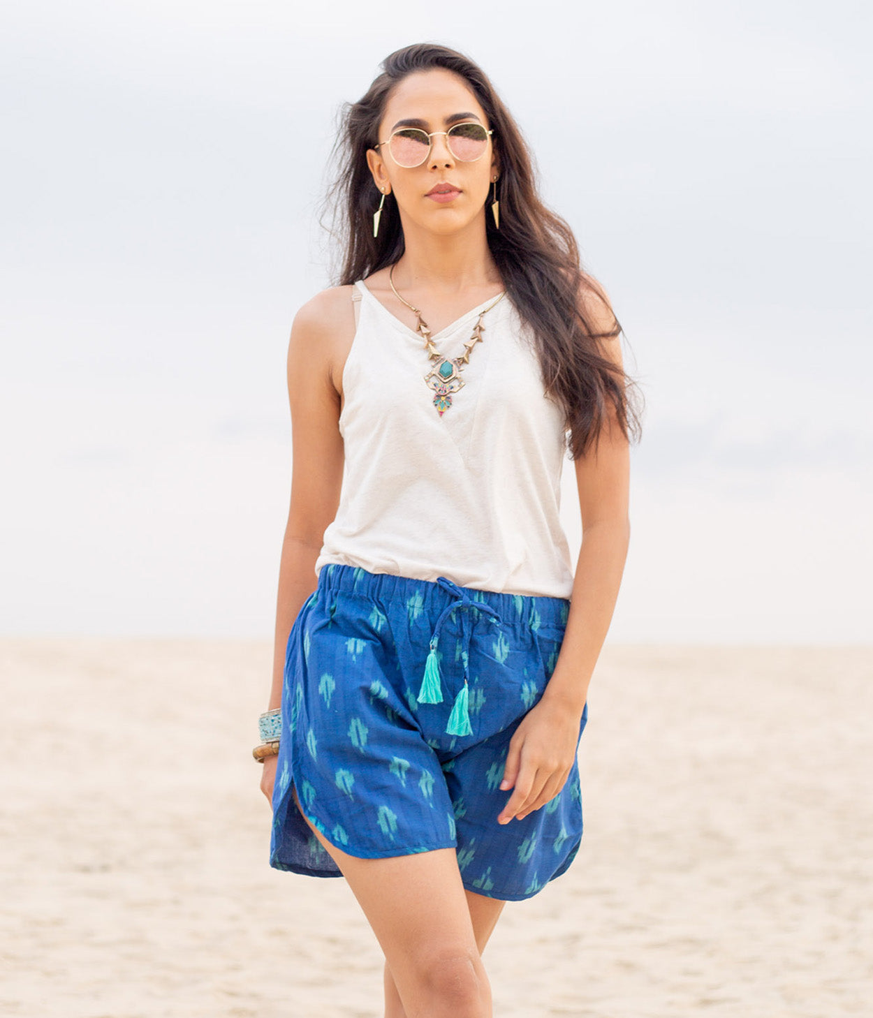 Royal Blue Ikat Womens Shorts