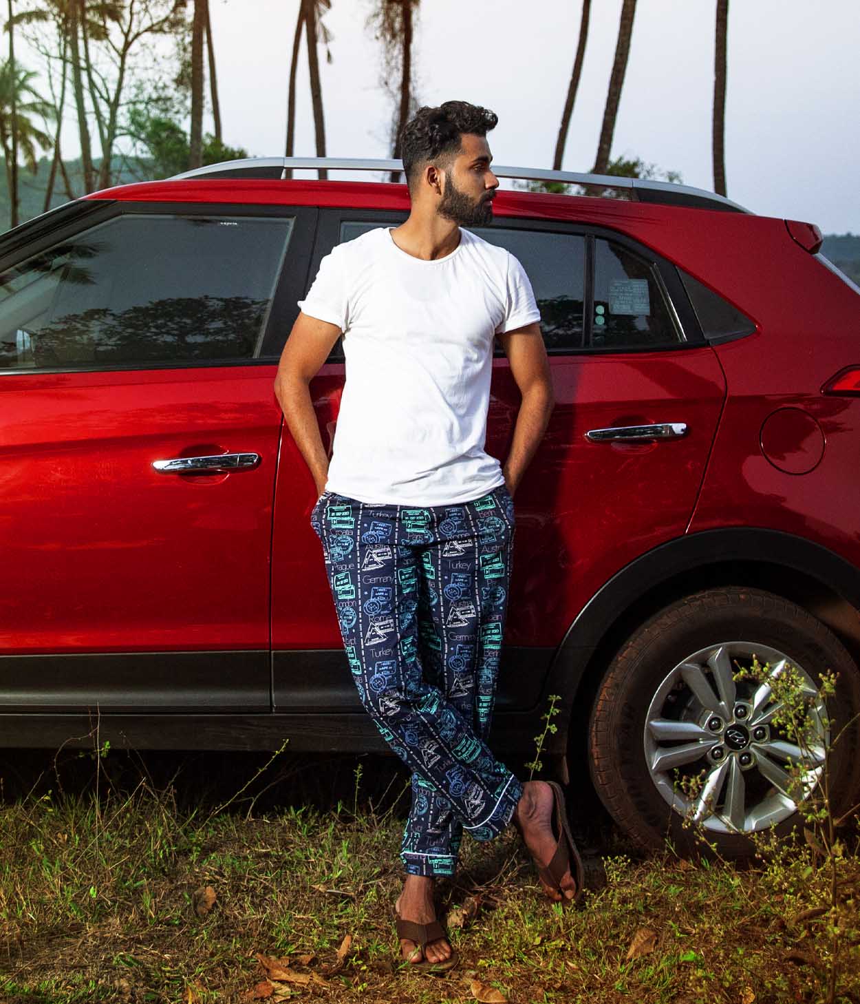 Wanderlove Navy Printed Mens Pyjama