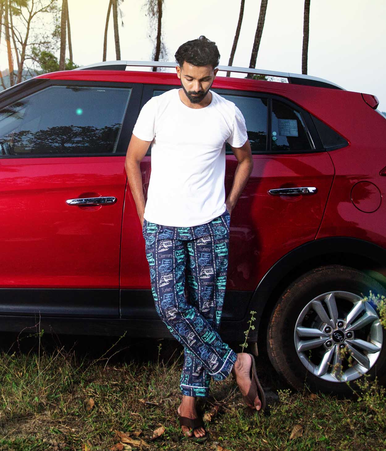 Wanderlove Navy Printed Mens Pyjama