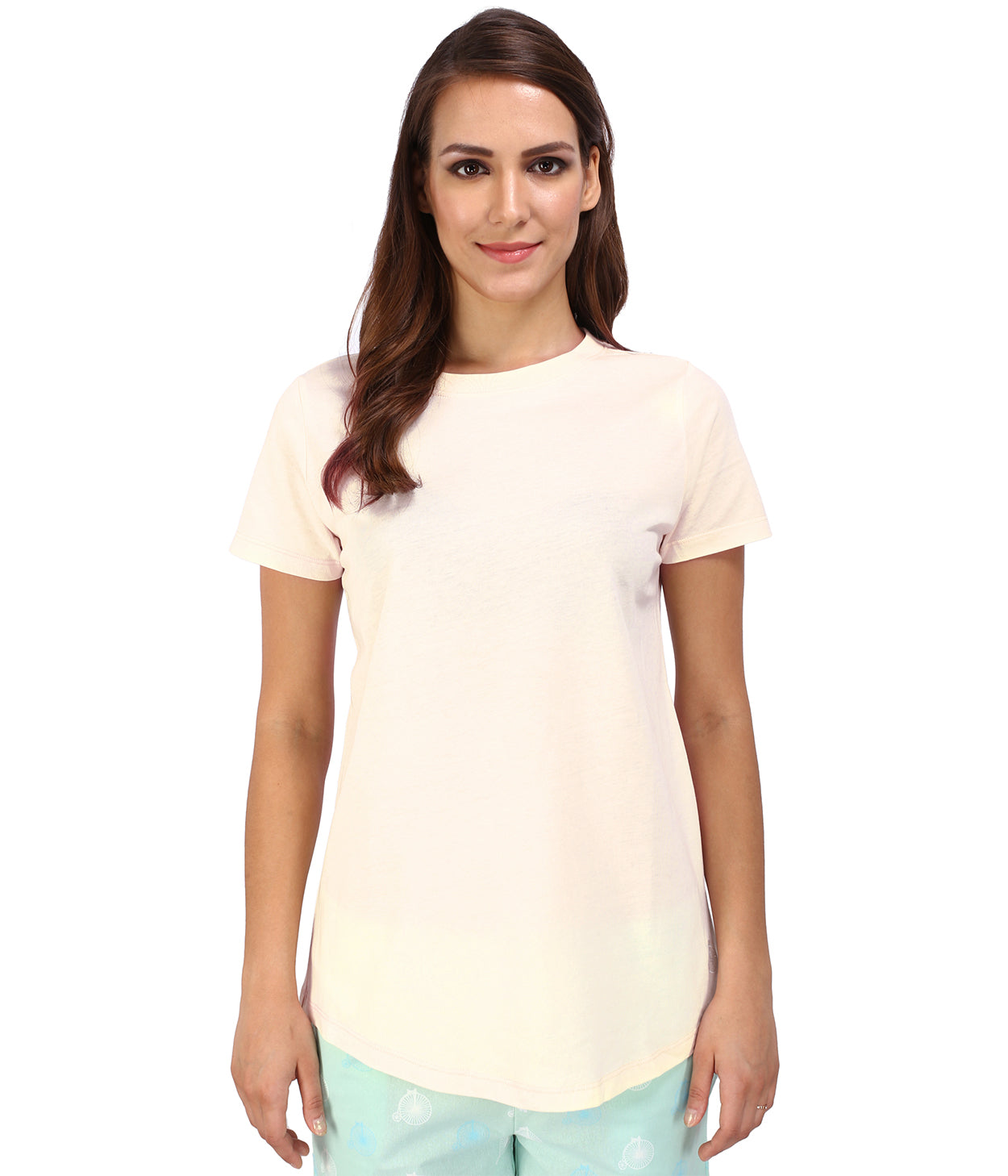 Cream Solid Womens T-Shirt