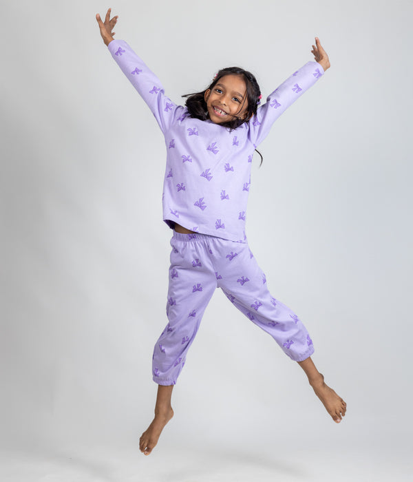 Lilac Bows Kids Jogger Set
