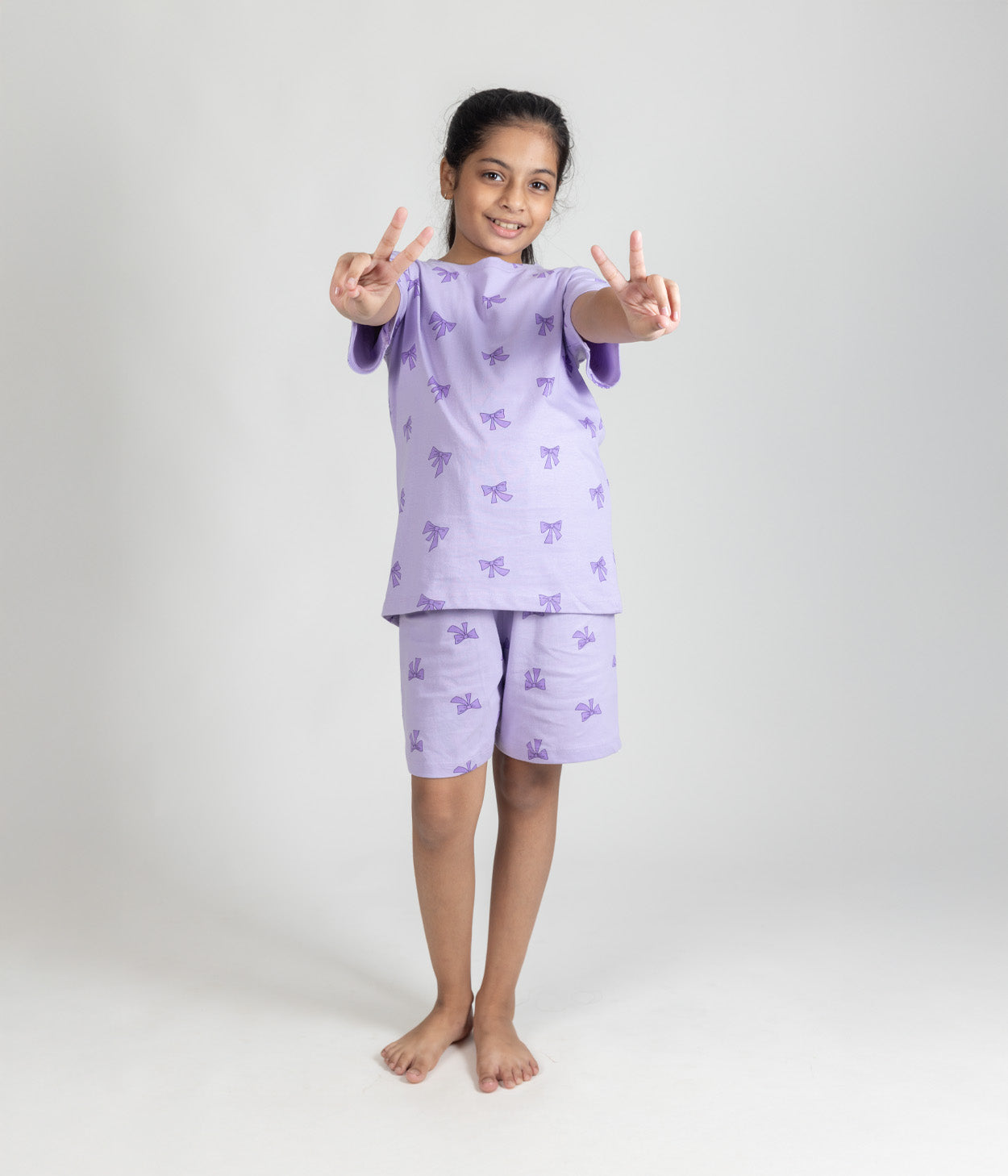 Lilac Bows Kids Shorts Set