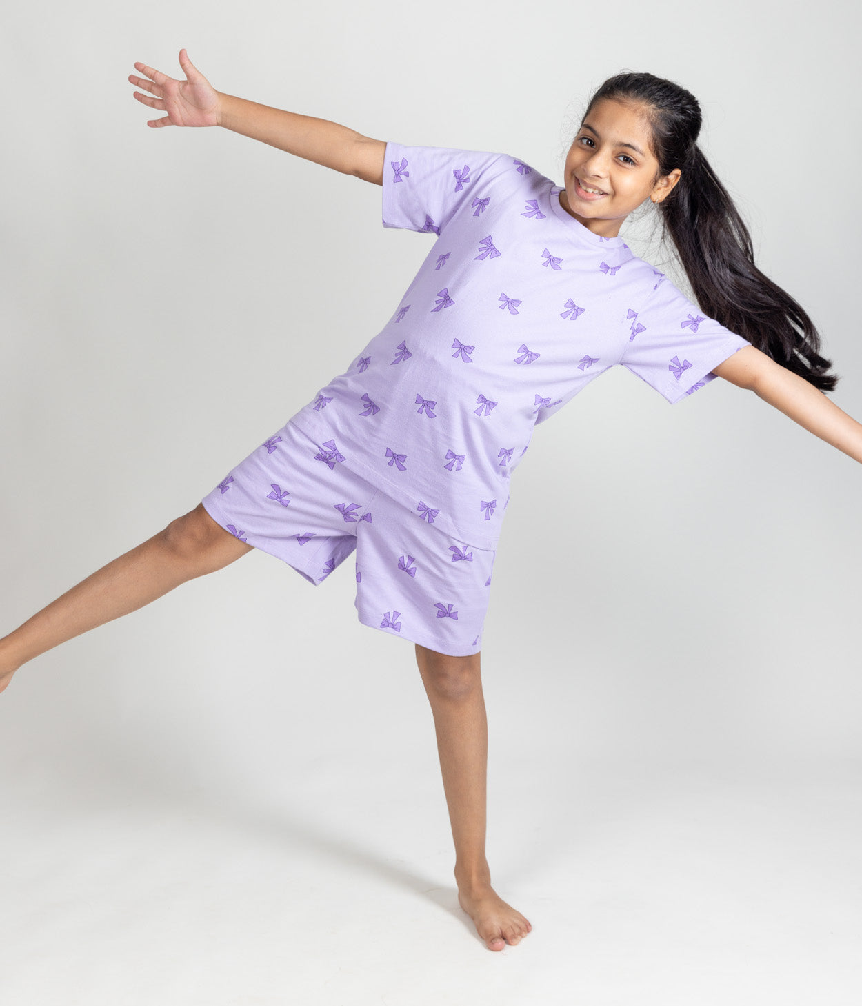 Lilac Bows Kids Shorts Set