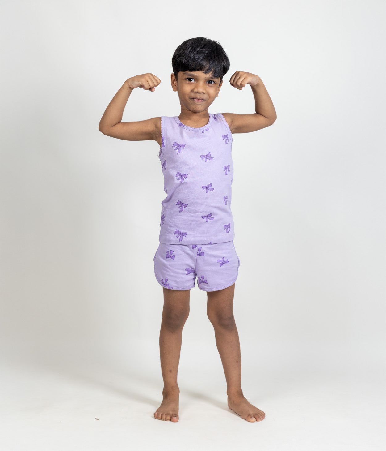 Lilac Bows Kids Sleeveless Set