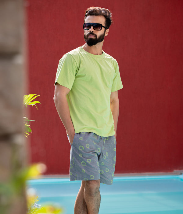 Horacio Grey Printed Mens Shorts