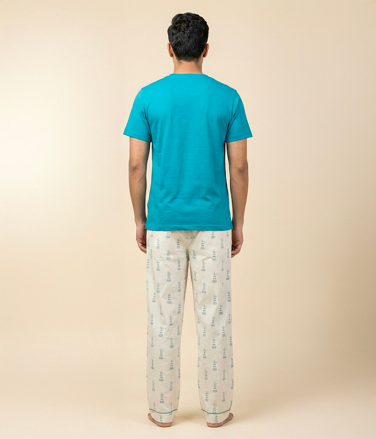 Lighthouse Cream Printed Mens Pyjama