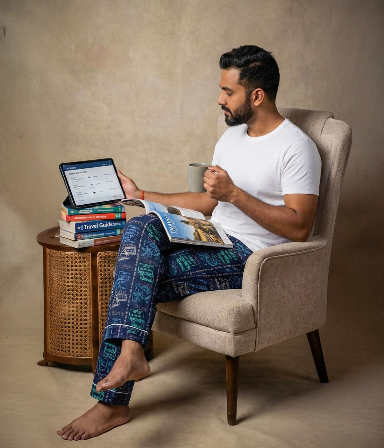 Wanderlove Navy Printed Mens Pyjama