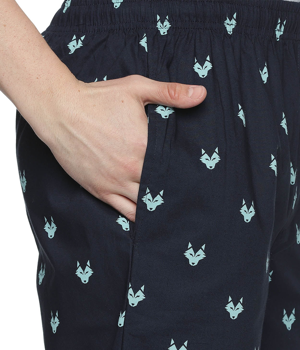 Wolfpack Navy Printed Mens Pyjama