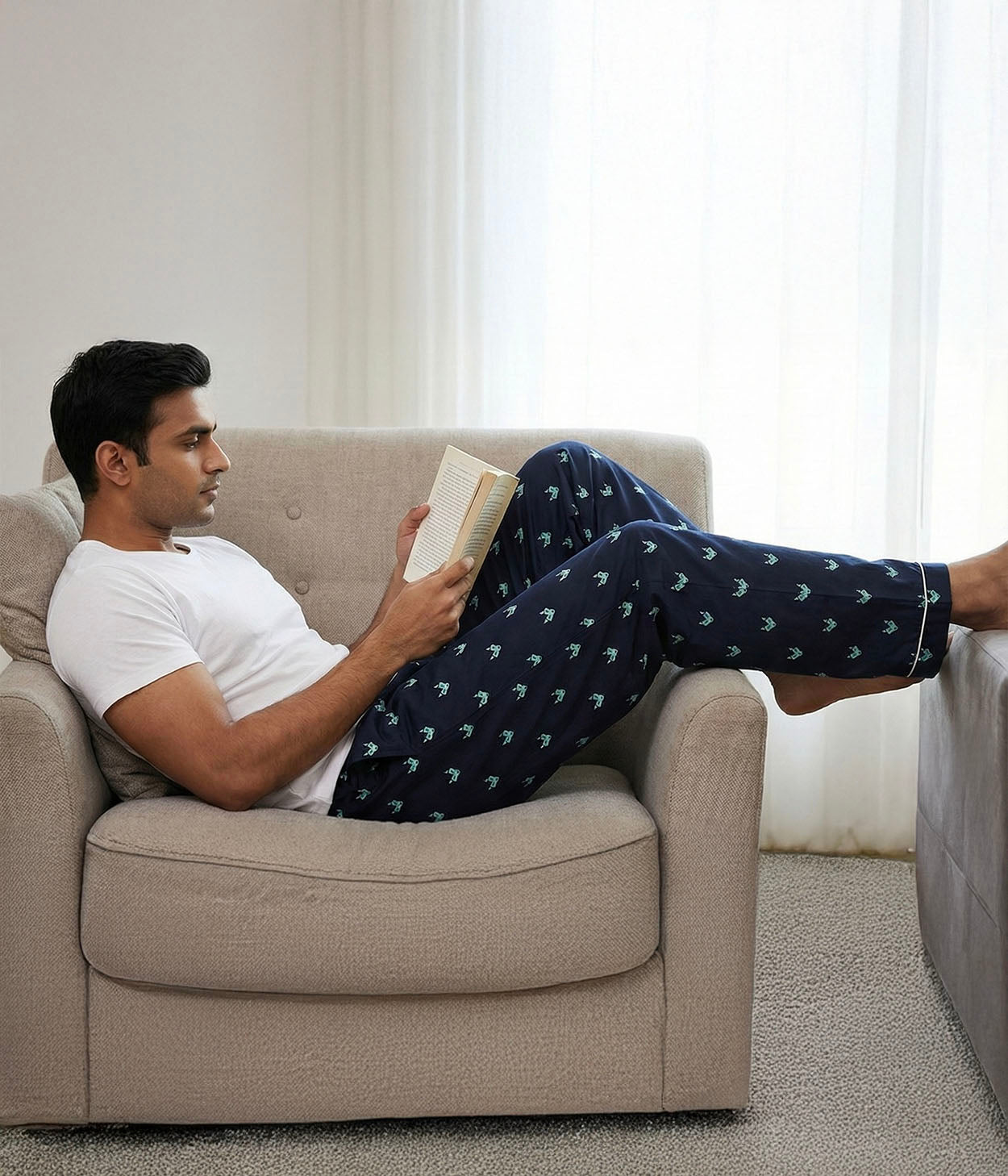 Wolfpack Navy Printed Mens Pyjama