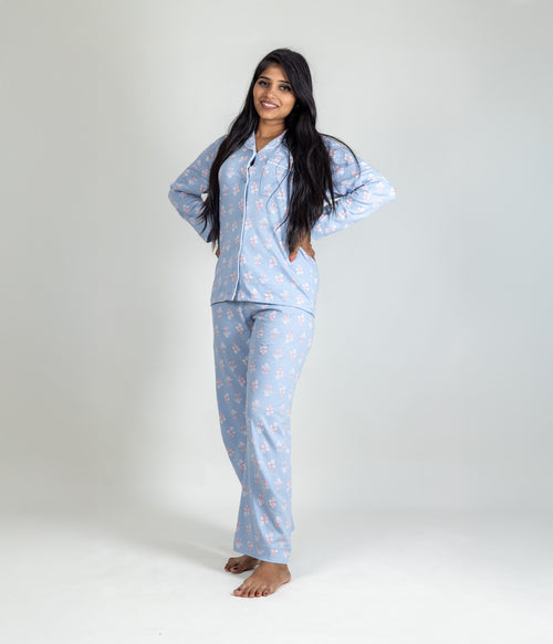 Blossoms Blue Women's Nightset