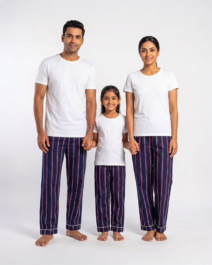 Pinstripes Family of 3 Pyjama Set