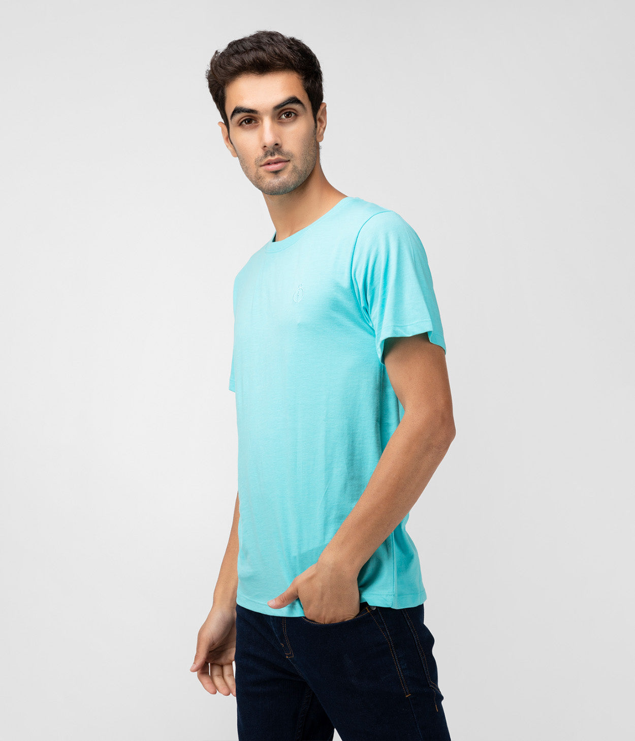 Aqua Solid Mens T-Shirt