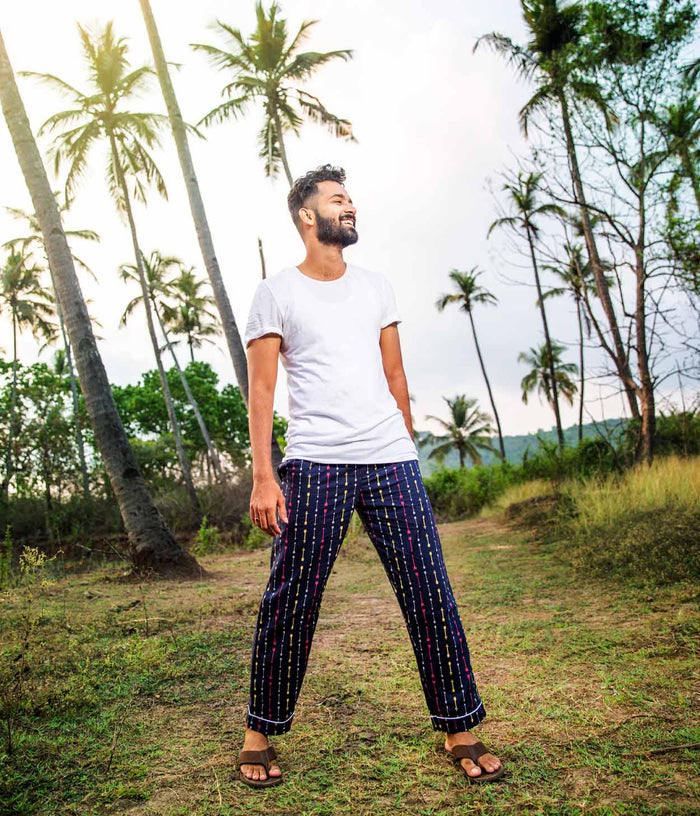 Arrows Navy Printed Mens Pyjama
