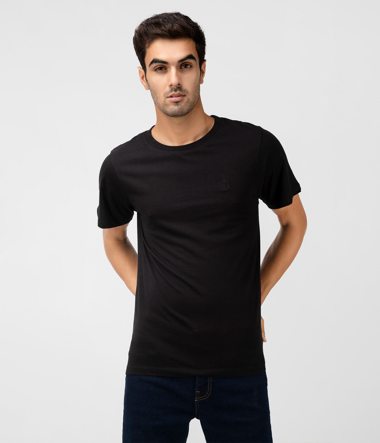 Black Solid Mens T-Shirt