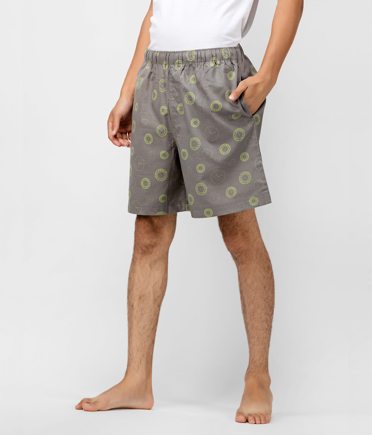 Horacio Mens Grey Printed Shorts