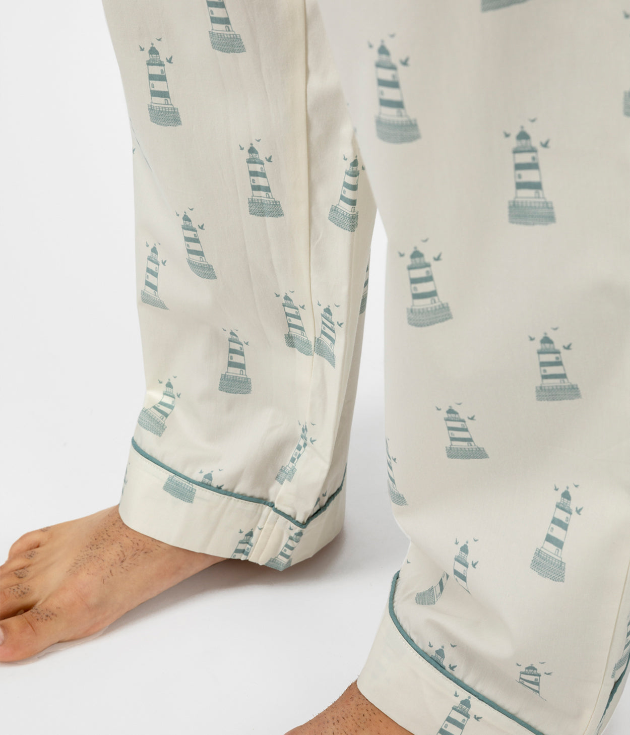 Lighthouse Cream Printed Mens Pyjama